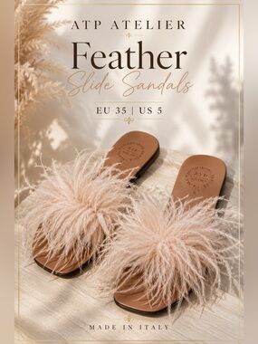 ATP Atelier Feather Slide Sandals Size EU 35 (US 5) Made in Italy